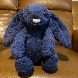 Jellycat London Bashful Bunny Navy Blue Medium 12" Retired RARE HTF PLUSH